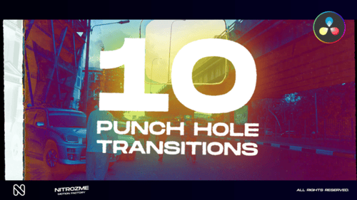 Punch Hole Transitions Band 01 für DaVinci Resolve