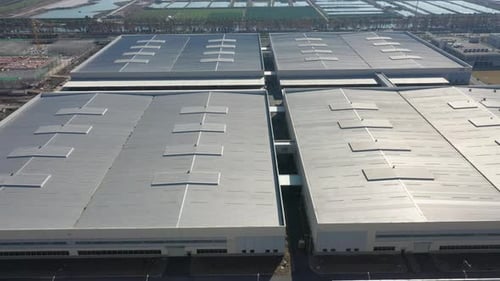 Factory building in city