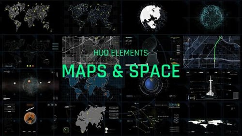 HUD Elements Maps And Space, Elements ft. hud map & map animation - Envato
