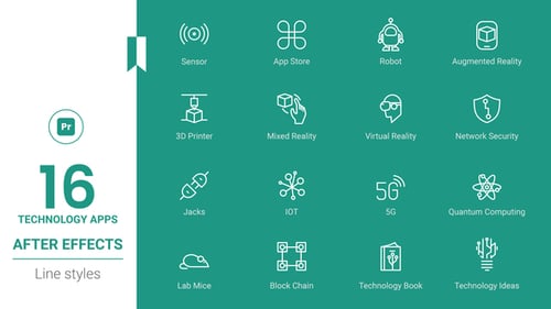 Paquete de líneas de conjunto de iconos de tecnología de marketing - MORGRT