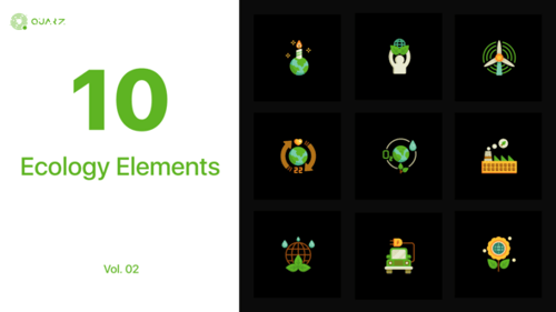 Animated Flat Design Ecology Icons Pack