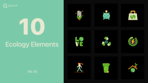 Animated Ecology Icons for Sustainable Green Living Projects