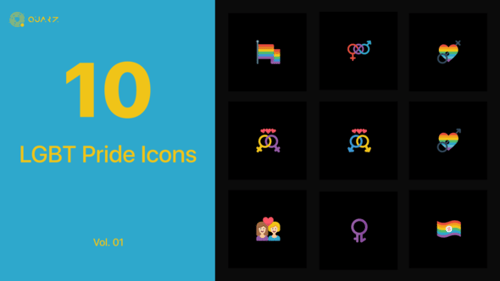 Animated Flat Design LGBTQ+ Pride Icons Collection