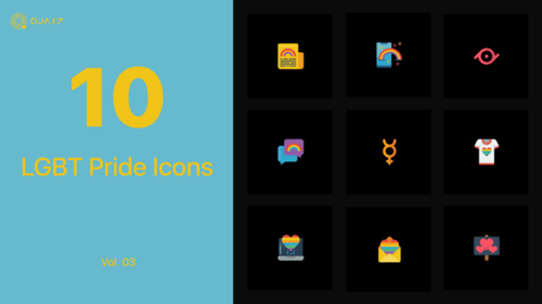 Animated LGBT Pride Icons in Flat Design Style