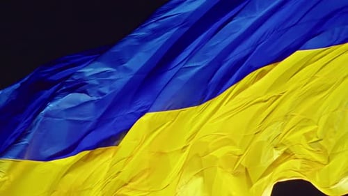 Ukraine Flag Waving in the Dark