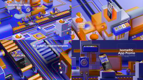 Dynamic 3D Isometric Mobile App Promo with Modern Design