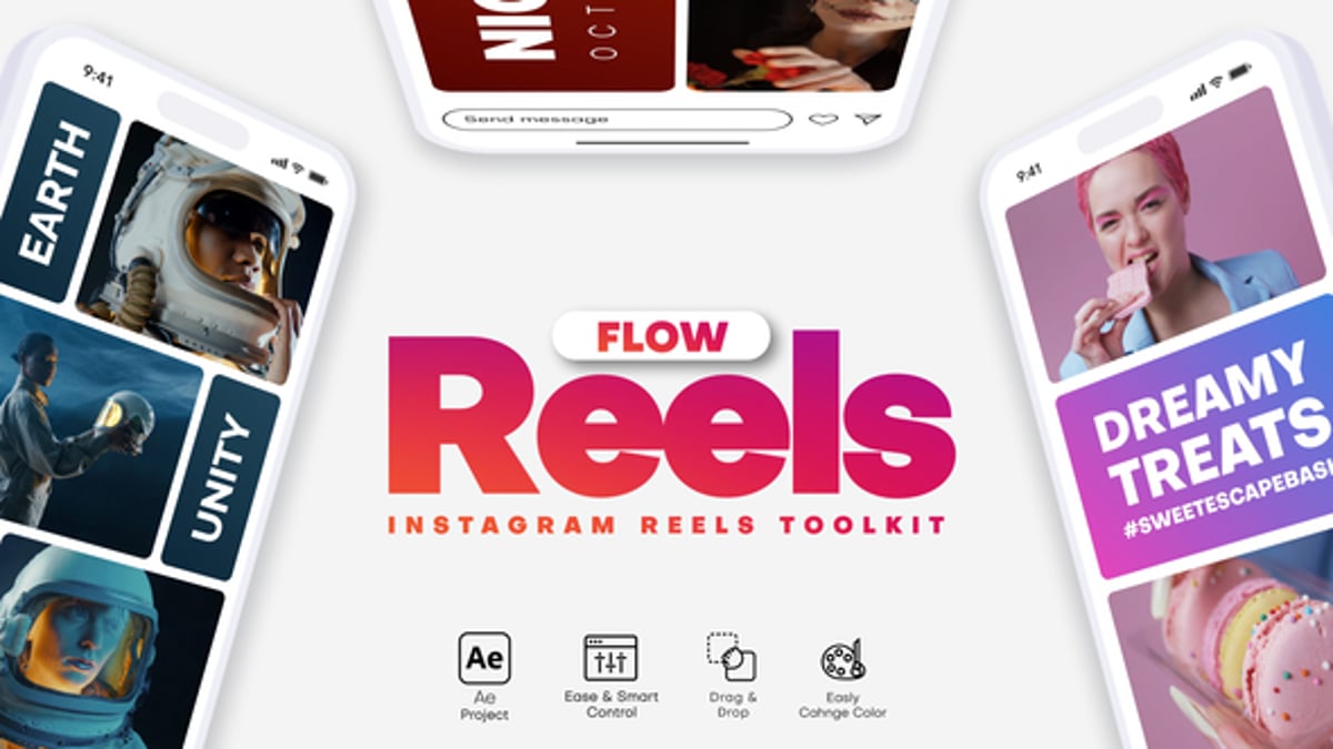 Dynamic Vertical Video Templates for Social Media Stories, Elements ft