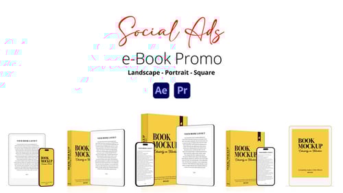 e-Book Promo Social Ads – 5 Logo Concepts in Landscape, Square & Portrait