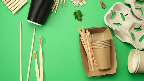 Eco-Friendly Products on Green Surface