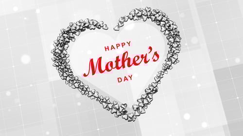 Shiny Metallic Hearts Form Mother's Day Greeting Title