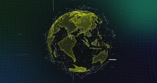 Hintergrund der Erdkugel, Weltkarte, Technologie, Big Data, 5G, 4G Bit, Internet, KI, Netzwerktechnologie