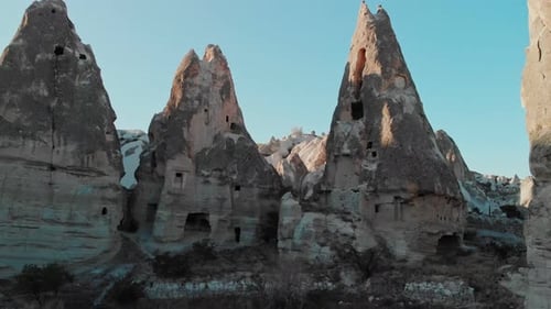 Aerial View of Fairy Chimneys Valleys in Cappadocia Nevsehir Turkey
