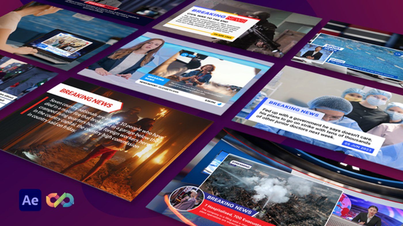 Modern News Broadcast Overlays with Breaking Headlines, Broadcast ...