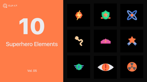 Animated Flat Design Superhero Icon Pack