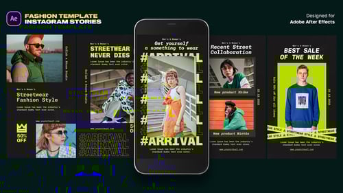 Modern Streetwear Fashion Stories with Neon Glitch Text Animation