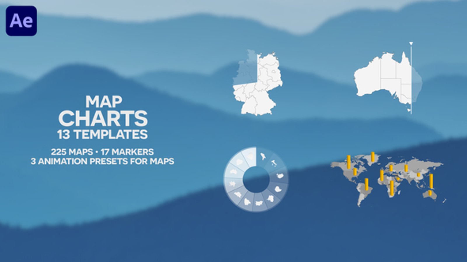 Dynamic Animated Map Charts Pack with Data Markers, Infographics ft ...