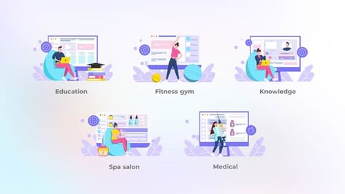 Animated Flat Design Character Scenes Explainer Kit