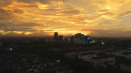Aerial Golden Hour Sunset in the City