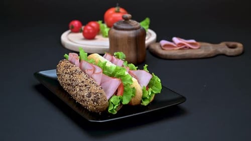 Ham and Salad Sandwich Still Life