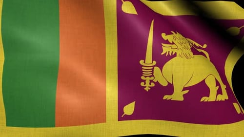 Waving Fabric Flag of Sri Lanka Seamless Loop Animation