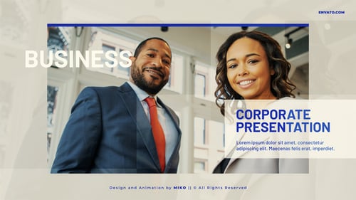 Clean Corporate Slideshow Opener with Dynamic Block Transitions