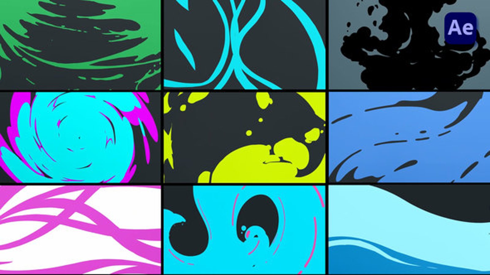 Dynamic 2D Cartoon Fluid FX Transitions Pack, Elements ft. cartoon ...