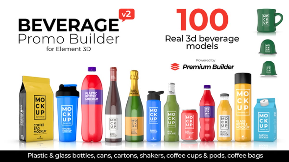 Beverage Promo Builder, Product Promo ft. 3d & advertising Envato