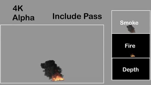 Realistic Fire Explosion with Rising Smoke Alpha Channel