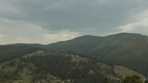 Clouds Move Above the Carpahian Ukraine Mountain Hills Timelapse Summer Mountains Nature Landscape