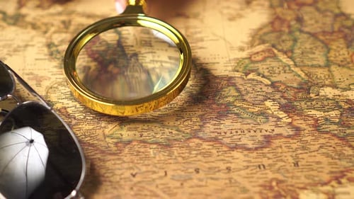 Examining the Map with a Magnifying Glass, Close Up