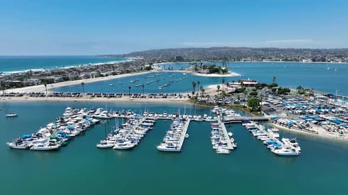 Aerial View of Boats and Kayaks in Mission Bay in San Diego California