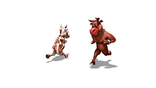 Cartoon Bull with Cow Dance 5 3D Loop 10 Sec