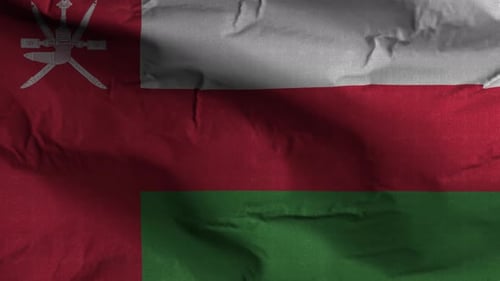 Oman Flag Waving with Natural Fabric Texture Loop