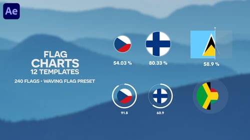 Modern Animated Flag Charts for Infographics and Business