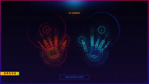 HUD UI SCREEN 2/ Hands SCAN/ Glitch Logo/ Glitch Text/ Hologram Scanner/ Touch Id/ Security/ 3D Text