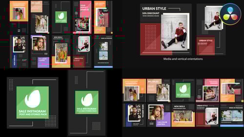 Sale Instagram Post And Stories Pack for DaVinci Resolve