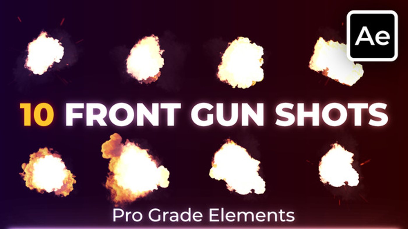 Front Gun Muzzle Flashes, Elements ft. war & action essentials - Envato