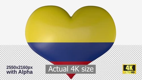 Glossy 3D Rotating Heart with Colombian Flag