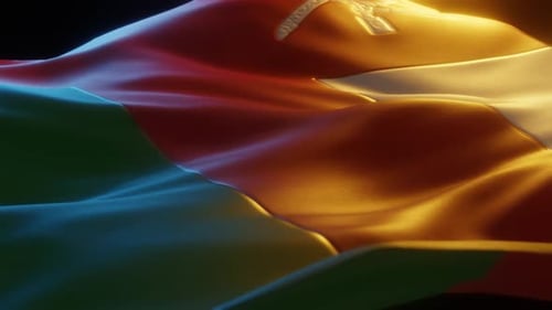 Realistic Waving Oman Flag Loop with Dramatic Backlighting