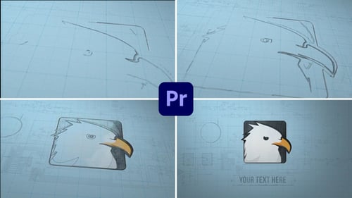 Architectural Blueprint Sketch Logo Reveal Animation for Creative Brands