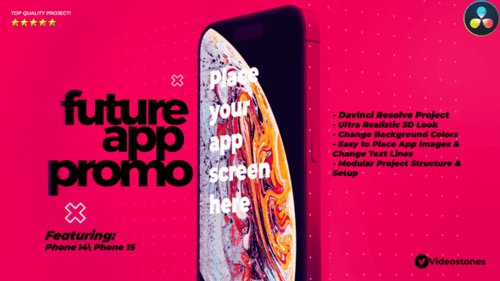 Future App Promo - 3d Mobile Mockup - App Demo Video - Davinci Resolve