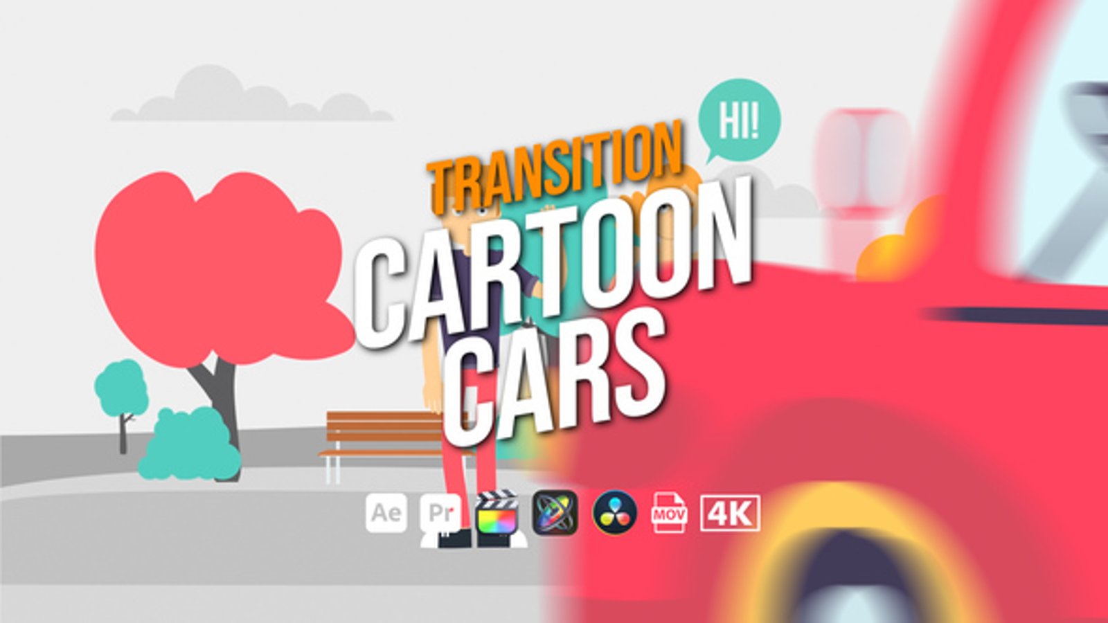 Transition Cartoon Cars, Elements ft. car transition & transition - Envato
