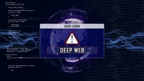 Interface de connexion utilisateur et texte DEEP WEB, bouclable