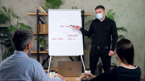 Businessman owners asks question teacher study marketing literacy listen tutor