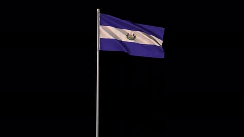 El Salvador National Flag Waving Realistic Animation