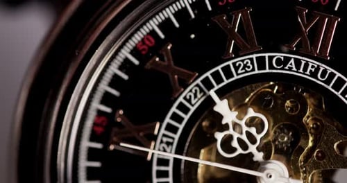 Close Up of a Watch with Visible Gears