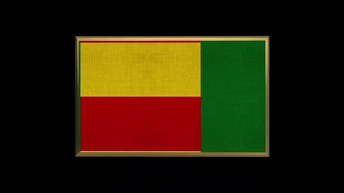 Benin Flag 3D Animation with Golden Frame