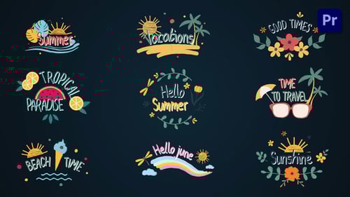 Animated Summer Travel Titles Pack with Hand-Drawn Elements