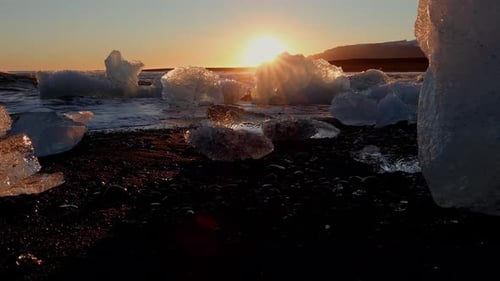 Iceland Black Sand Beach Icebergs