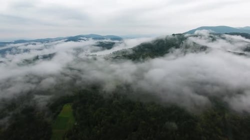 Mountain Covered With Clouds Aerial